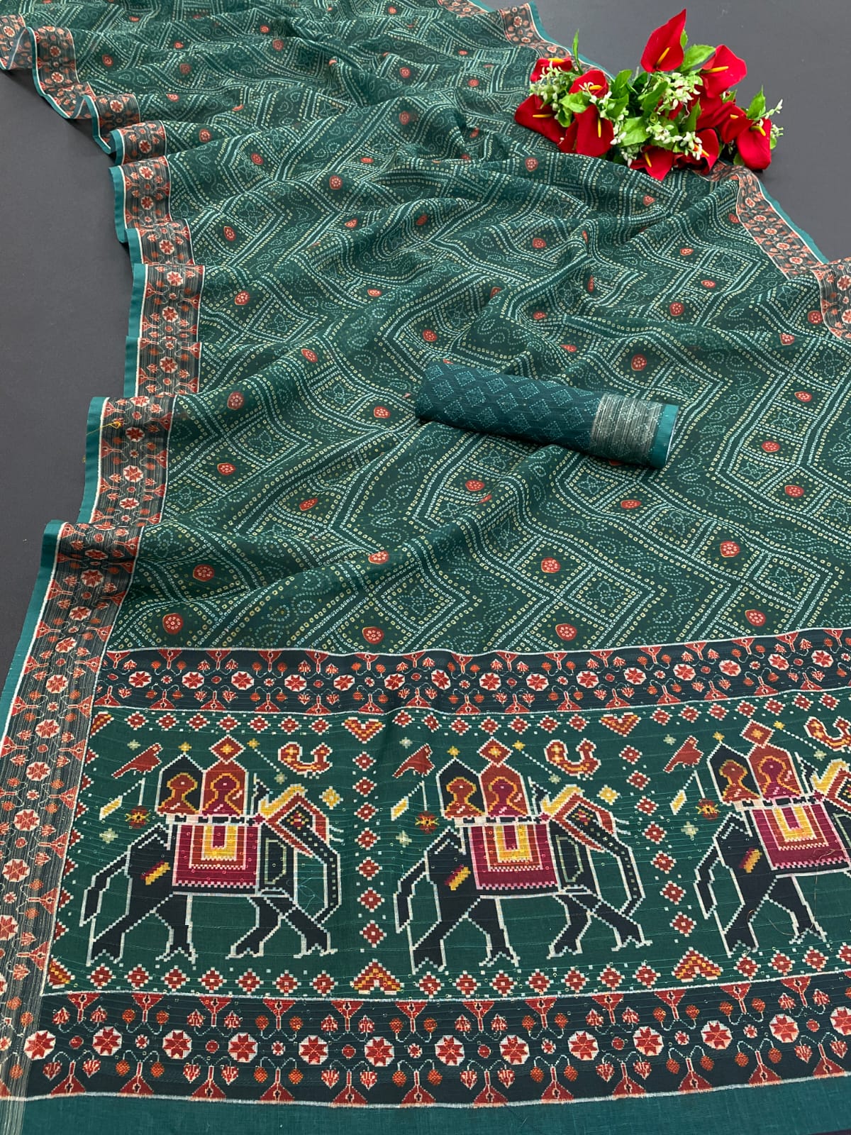 Radhika Kt 06 C Printed Linen Cotton Ethnic Wear Designer Saree Collection